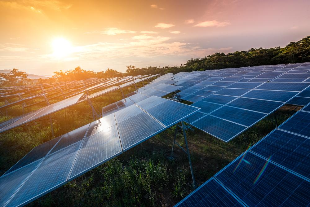 Beautiful,Sunset,Over,Solar,Farm